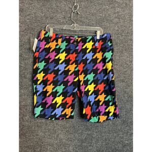 Loudmouth Womens Bermuda Golf Shorts Size 8 Houndstooth Multi Color Preppy New